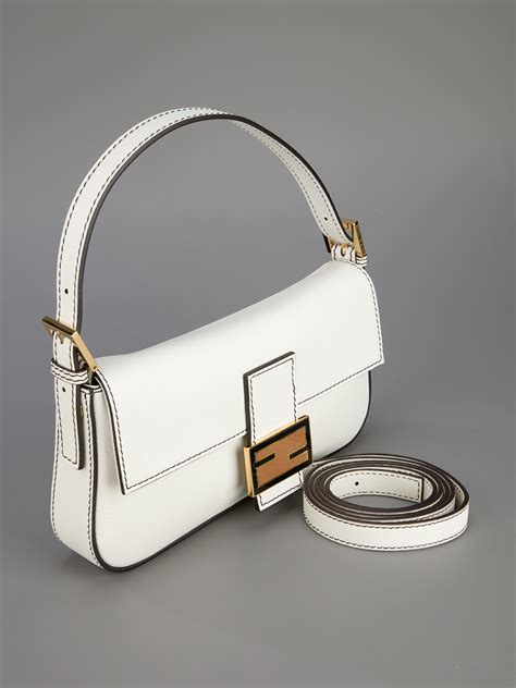 fendi white purse|Fendi white baguette bag.